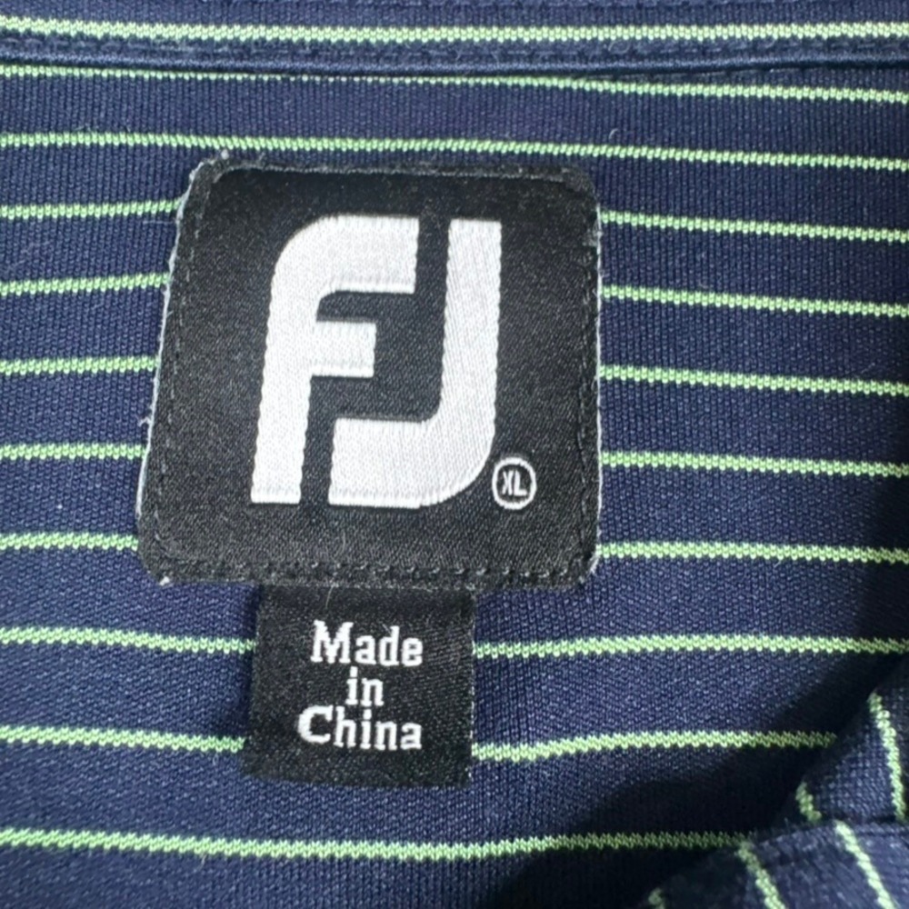 FootJoy Long Sleeve Polo Shirt Mens XL Navy Blue Striped Golf Top - Picture 4 of 10